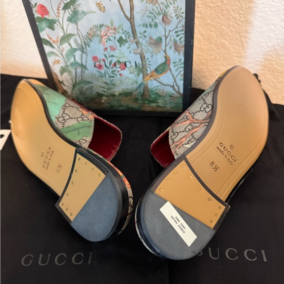 Gucci Men's Floral Print Loafers - Green and Red - Picture 9 of 11